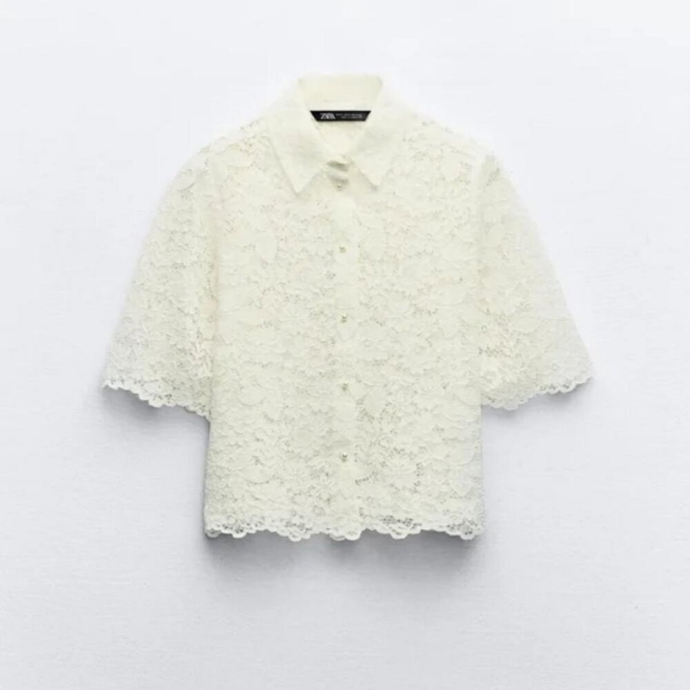 ZARA LACE CROP SHIRT
